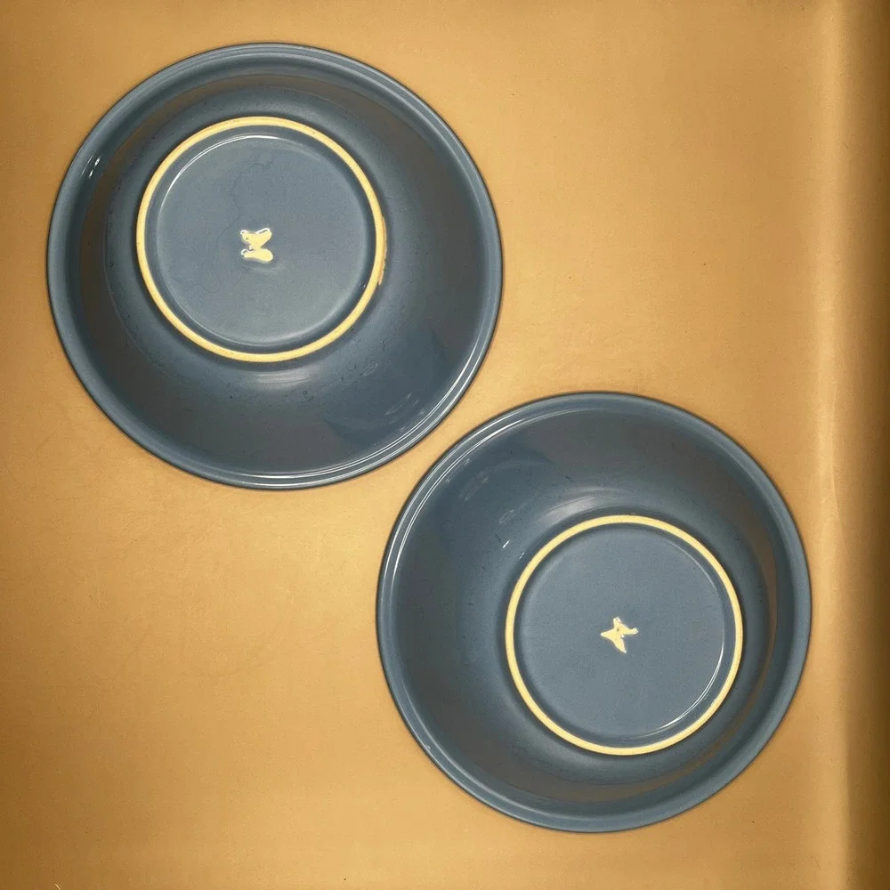 Vtg Blue Fiestaware Ceramic Cereal Soup Bowls Set of 2 Sky Periwinkle 7